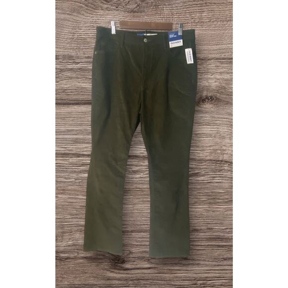 Old Navy Green Corduroy Extra High Rise Kicker Bootcut Jeans Women's Size 12 NWT - Picture 1 of 9